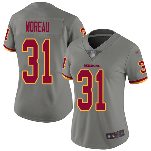 Washington Redskins Limited Gray Women Fabian Moreau Jersey NFL Football #31 Inverted Legend->women nfl jersey->Women Jersey